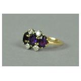 14K AMETHYST & DIAMOND RING