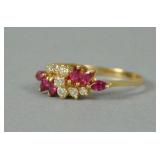 14K RUBY & DIAMOND RING