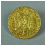 1894 (AS-IS) AUSTRIAN 20 CORONA GOLD COIN PIN 1894 (AS-IS) AUSTRIAN 20 CORONA GOLD COIN PIN