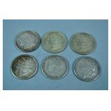 (6) MORGAN US SILVER DOLLAR COINS