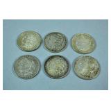 (6) MORGAN US SILVER DOLLAR COINS (6) MORGAN US SILVER DOLLAR COINS