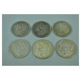 (6) MORGAN US SILVER DOLLAR COINS (6) MORGAN US SILVER DOLLAR COINS