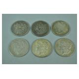 (6) MORGAN US SILVER DOLLAR COINS