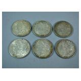 (6) MORGAN US SILVER DOLLAR COINS (6) MORGAN US SILVER DOLLAR COINS