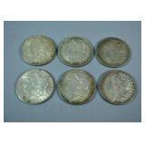 (6) MORGAN US SILVER DOLLAR COINS