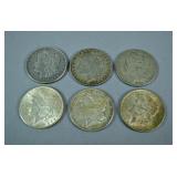 (6) MORGAN US SILVER DOLLAR COINS (6) MORGAN US SILVER DOLLAR COINS