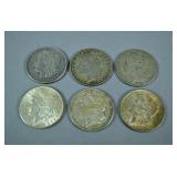 (6) MORGAN US SILVER DOLLAR COINS