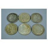 (6) MORGAN US SILVER DOLLAR COINS