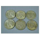 (6) PEACE US SILVER DOLLAR COINS (6) PEACE US SILVER DOLLAR COINS