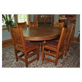 (9) PIECE LIMBERT ARTS & CRAFTS OAK DINING SUITE