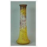 TALL GALLE CAMEO GLASS VASE, 21IN. TALL GALLE CAMEO GLASS VASE, 21IN.
