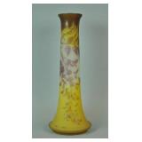 TALL GALLE CAMEO GLASS VASE, 21IN.