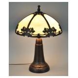 ART POTTERY & SLAG GLASS TABLE LAMP ART POTTERY & SLAG GLASS TABLE LAMP