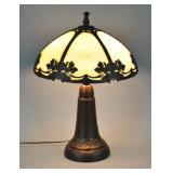 ART POTTERY & SLAG GLASS TABLE LAMP