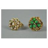 (2) 14K GOLD RINGS, JADE & OPAL (2) 14K GOLD RINGS, JADE & OPAL