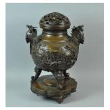 LARGE JAPANESE MEIJI PERIOD BRONZE CENSER