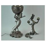 (2) JAPANESE MEIJI DRAGON FIGURAL BRONZES (2) JAPANESE MEIJI DRAGON FIGURAL BRONZES