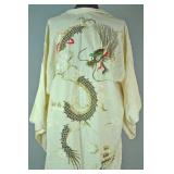 VINTAGE CREAM COLOR SILK KIMONO WITH DRAGON