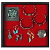 (8) PIECE SOUTHWESTERN TURQUOISE JEWELRY GROUP