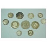 (11) ELIZ. I, CHARLES I & GEORGIAN BRITISH COINS (11) ELIZ. I, CHARLES I & GEORGIAN BRITISH COINS