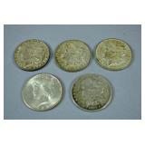 (5) US SILVER DOLLAR COINS