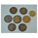 (8) EARLY FRENCH COPPER & BRONZE COINS