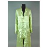 VINTAGE GREEN SILK PAJAMA SET AND ROBE