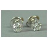 PAIR DIAMOND EAR STUDS, 0.60CTW