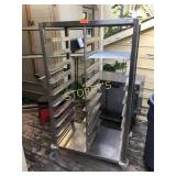 S/S Dbl Tray Rack on Wheels - 33 x 20 x 59