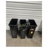 3 black recycling bins ~11x20x30