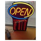 Illuminated OPEN Sign w/ Hours ~20 x 26