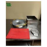 S/S Bin, Bar Trays, Cutting Board & Scale