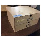 Wooden storage box w/ 2 letter-size drawers