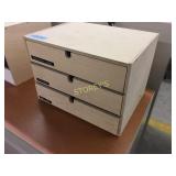 Wooden storage box w/ 3 letter-size drawers -W1