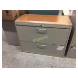 Lateral file cabinet - 2 drawer, lockable, w/