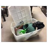 Storage tote w/ lid and contents including