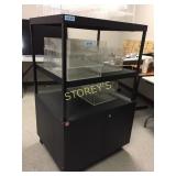 AV cart on casters w/ lower storage, lockable -