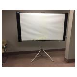 Overhead projection screen on tripod stand