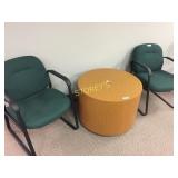 Meeting chairs - green fabric black frame, 2 lot