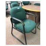 Meeting chairs - green fabric black frame, 4 lot