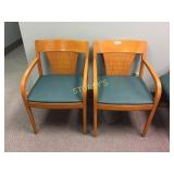Guest chairs- green seat on maple frame