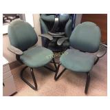 Guest chairs blue fabric on black frame