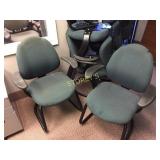 Guest chairs blue fabric on black frame