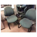 Guest chairs blue fabric on black frame