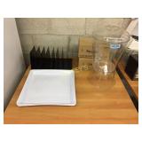 Catering trays, acrylic dispenser, (2) boxes