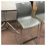Stool, gray plastic seat on chrome frame - o1
