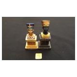 Two Pharaoh Bust Egyptian Figurines