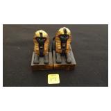 Pair of Black, Gold Sphinx Figurines