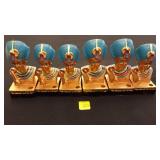 Six Egyptian Bust Figurines, Gold Painted
