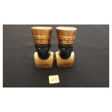 Pair of Black, Gold Egyptian Bust Figurines